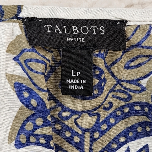 Talbots Women's  Botanical Foulard Embroidered Popover Top - LP - Picture 4 of 7